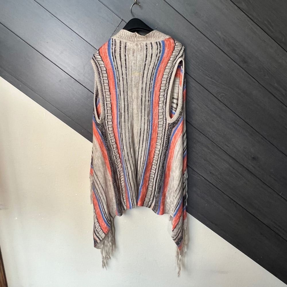 Umgee Women's Boho Fringe Knit Cardigan Vest Size S/M Aztec Stripe Western BOHO - Picture 3 of 5